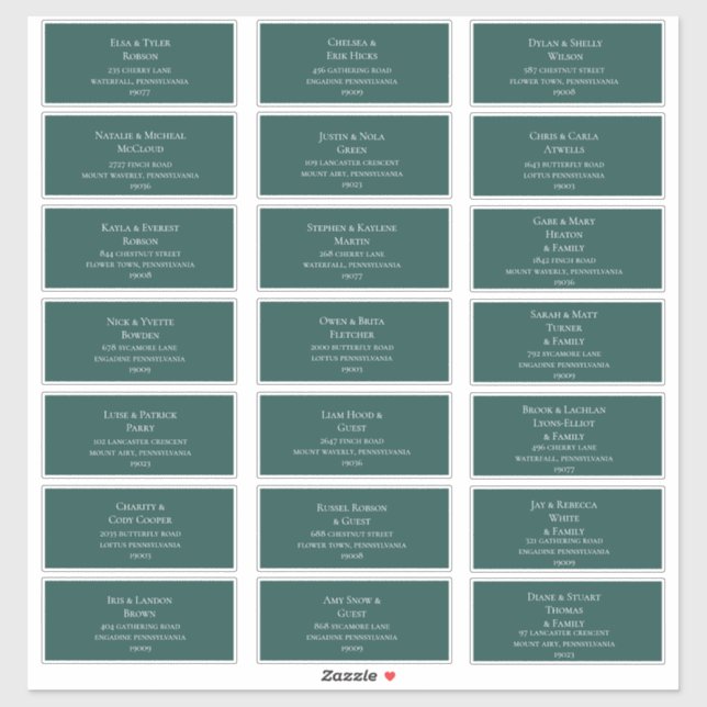 Dark blue Green Wedding Guest Address Labels (Sheet)
