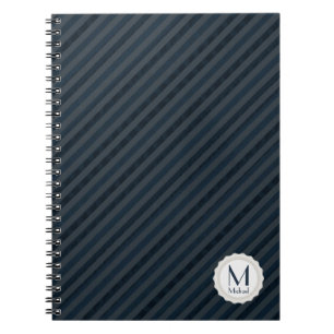 Dark Blue & Grey Personalized Monogram Notebook