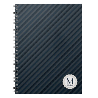 Dark Blue & Grey Personalized Monogram Notebook