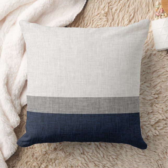 Dark Blue Grey Stripe Crosshatch Pattern Throw Pillow (Blanket)
