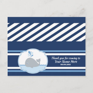 Dark Blue Grey Whale Bag Topper for Shower Postcard