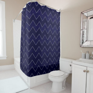 Dark Blue Grunge Chevron with Silver Accents