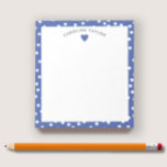 Dark Blue Heart & Dots Cute Girly Custom Notepad<br><div class="desc">This design features space for a name in a pretty curve over a simple heart graphic on a dark blue background with tiny white dots. Click the customize button if you would like to move/scale the images and further modify the text! Variations of this design, additional colours, as well as...</div>