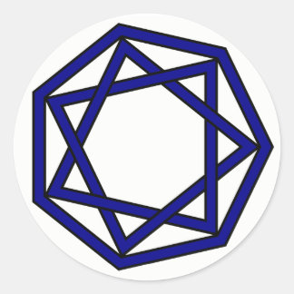 Dark Blue Heptagram in Heptagon Classic Round Sticker