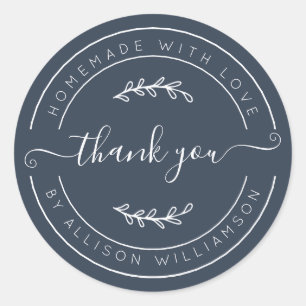 Dark Blue Homemade Thank You Label