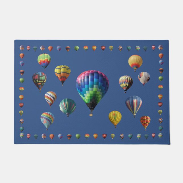 Dark Blue Hot Air Balloon Arrangement Doormat (Front)