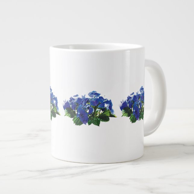 Dark Blue Hydrangea Lace Cap Large Coffee Mug (Front Right)