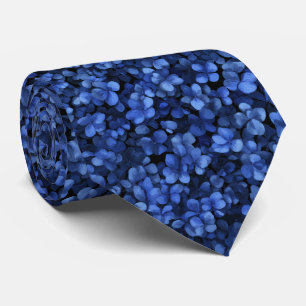 Dark Blue Hydrangea Pattern Tie