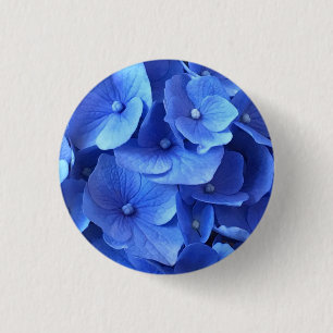 Dark Blue Hydrangeas 1 Inch Round Button
