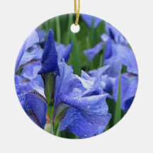 Dark Blue Iris Ceramic Ornament