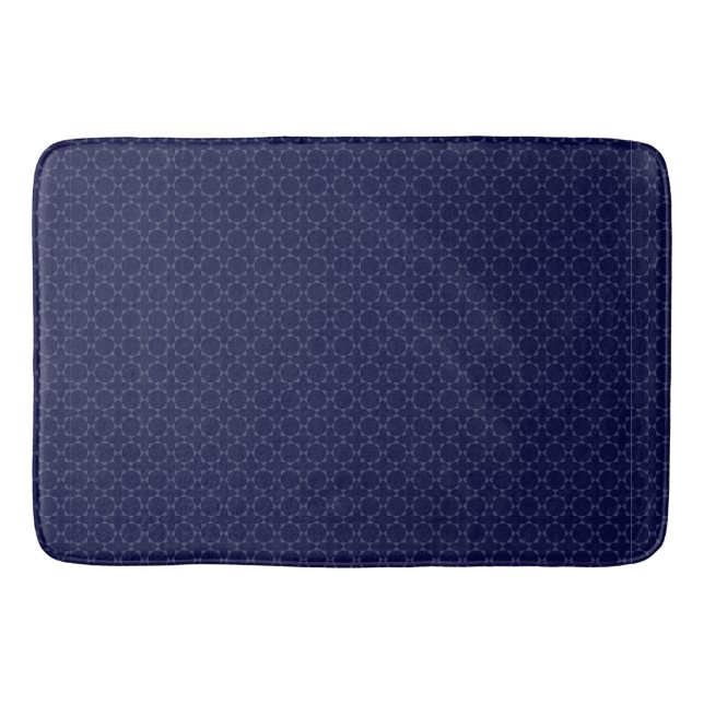 Dark Blue Islamic Geometric Pattern Bath Mat (Front)