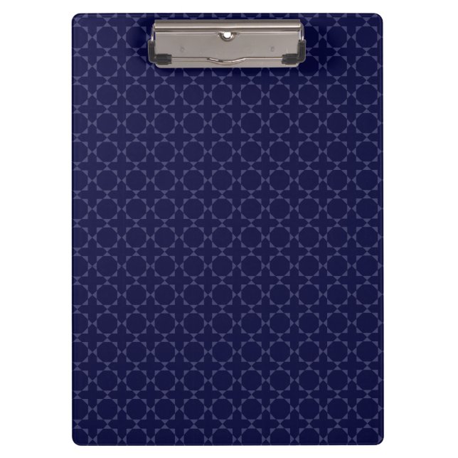 Dark Blue Islamic Geometric Pattern Clipboard (Front)