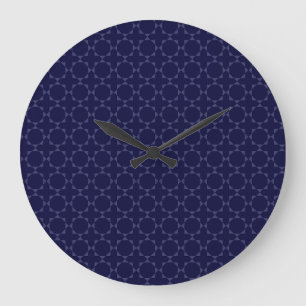 Dark Blue Islamic Geometric Pattern Large Clock