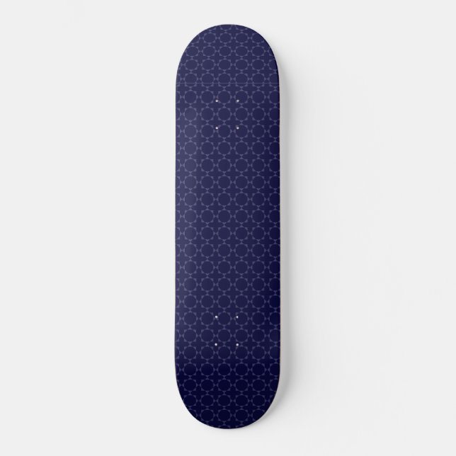 Dark Blue Islamic Geometric Pattern Skateboard (Front)