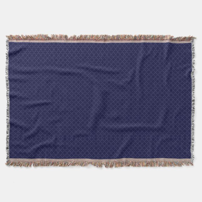 Dark Blue Islamic Geometric Pattern Throw Blanket (Front)