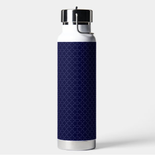Dark Blue Islamic Geometric Pattern Water Bottle