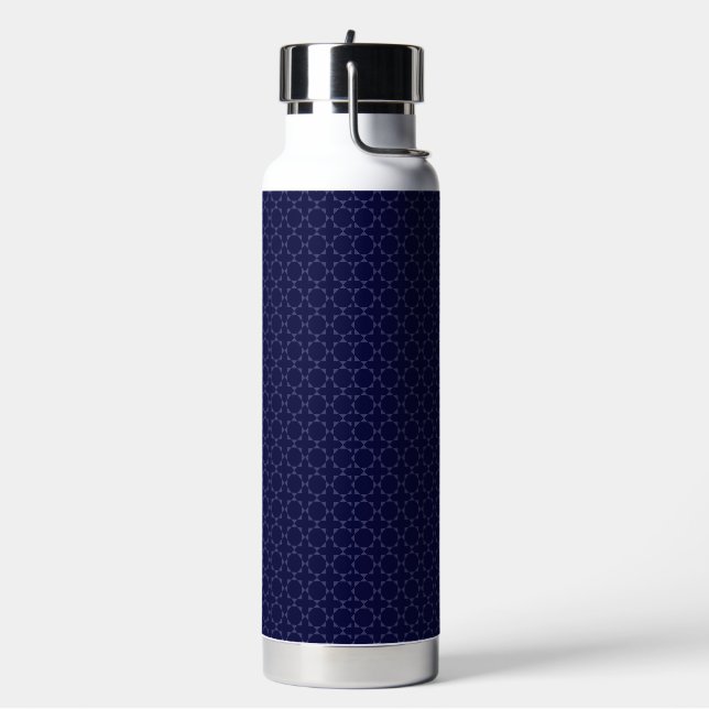 Dark Blue Islamic Geometric Pattern Water Bottle (Left)