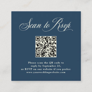 Dark Blue Italian Elegance   RSVP with QR Code Enclosure Card
