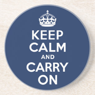 Dark Blue Keep Calm and Carry On Coaster