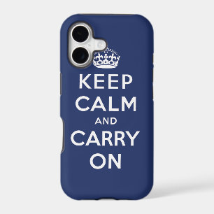 Dark Blue Keep Calm and Carry On iPhone 5 Case