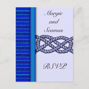 Dark Blue Knotted Nautical Wedding RSVP Card