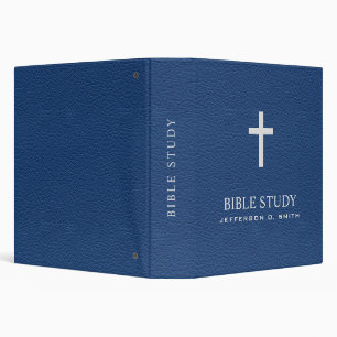  Dark Blue Leather Look Holy cross  BIBLE STUDY  Binder
