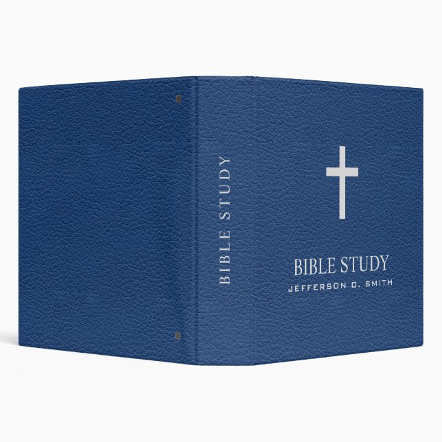  Dark Blue Leather Look Holy cross  BIBLE STUDY  Binder (Background)