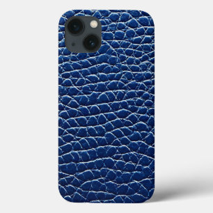Dark blue leather pattern iPhone 13 case