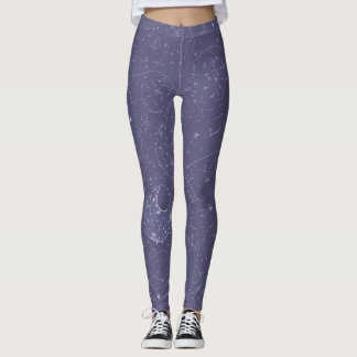 Dark Blue Legging with Cosmic Lines and Doodles