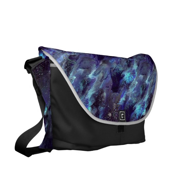 Dark Blue Liquid camo Bag Courier Bag (Front Left)