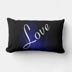 Dark Blue Love Lumbar Pillow