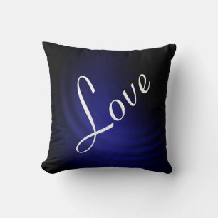Dark Blue Love Throw Pillow