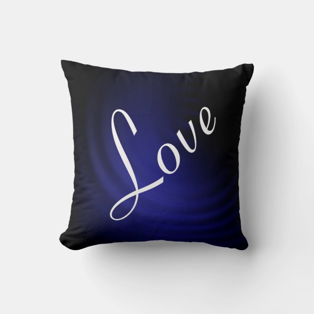 Dark Blue Love Throw Pillow (Front)