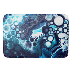 Dark Blue Marble Digital Fluid Art  Bath Mat