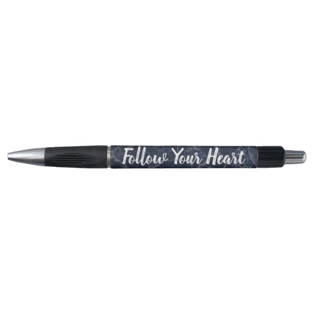 Dark Blue Marble Follow Your Heart Pen (Front)