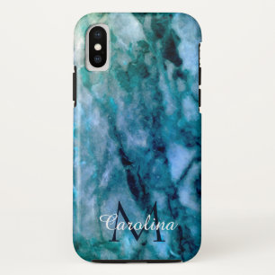 Dark Blue Marble Personalized Monogrammed Case-Mate iPhone Case