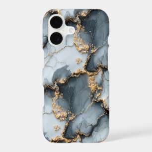 Dark Blue Marble Texture with Liquid Gold Veins