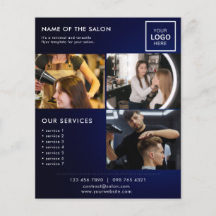 Dark Blue Minimalist Marketing Flyer for Salon