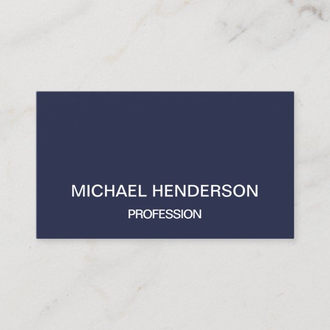 Dark blue minimalist modern business cards (Front)