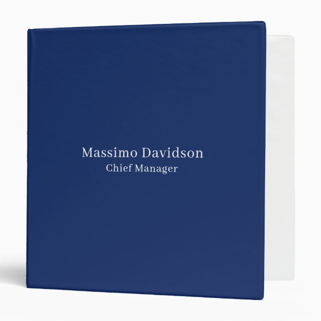 Dark Blue Modern Minimalist Simple Serif Font Binder (Front/Inside)