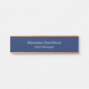 Dark Blue Modern Minimalist Simple Serif Font Door Sign