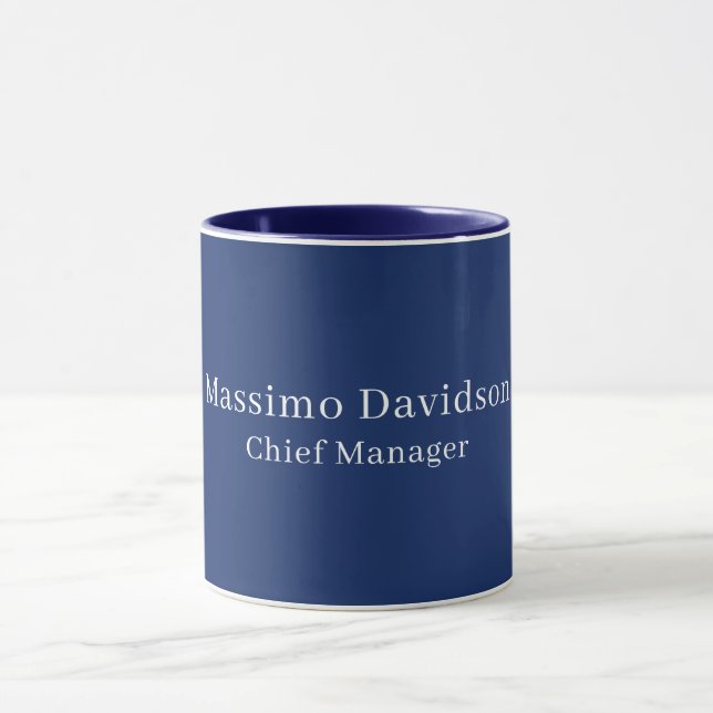 Dark Blue Modern Minimalist Simple Serif Font Mug (Center)
