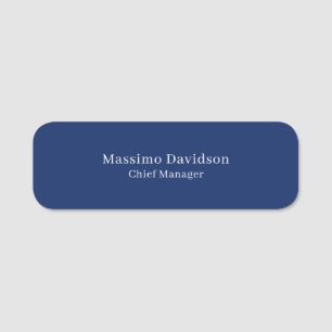Dark Blue Modern Minimalist Simple Serif Font Name Tag
