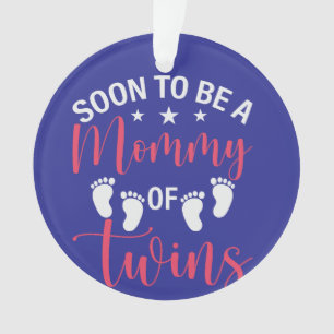 Dark Blue Mom to Be of Twins Ornament