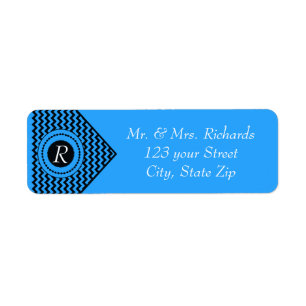 Dark Blue Monogrammed Chevron