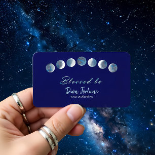 Dark Blue Moon Phases Blessed Be Business Card