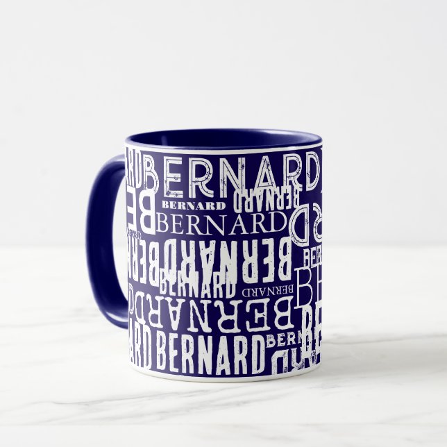 Dark Blue Mug with Names Repeated all over (Front Left)