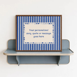 Dark Blue Music Note Poster - Custom Lyric Gift