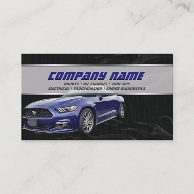Dark Blue Mustang Business Cards (Front)