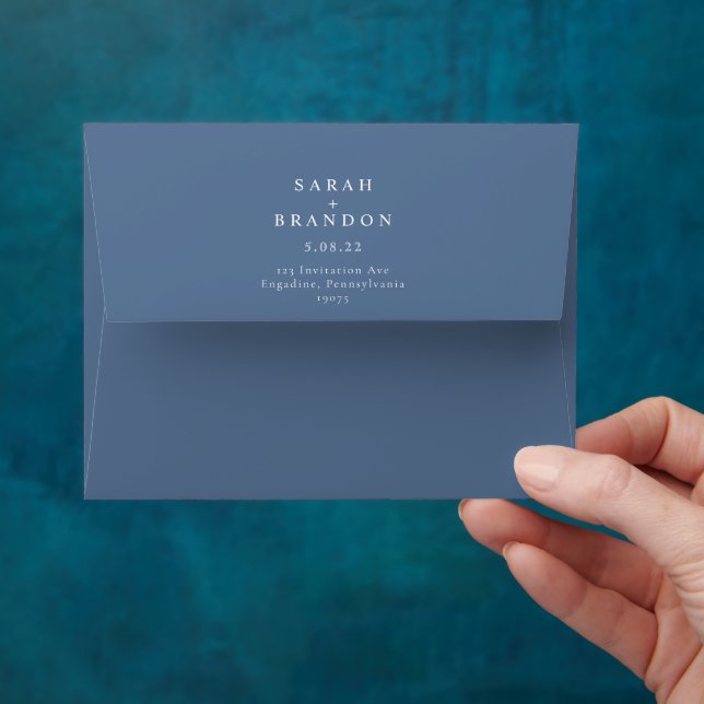 Dark Blue Name Adress Wedding  Envelope (Hand)